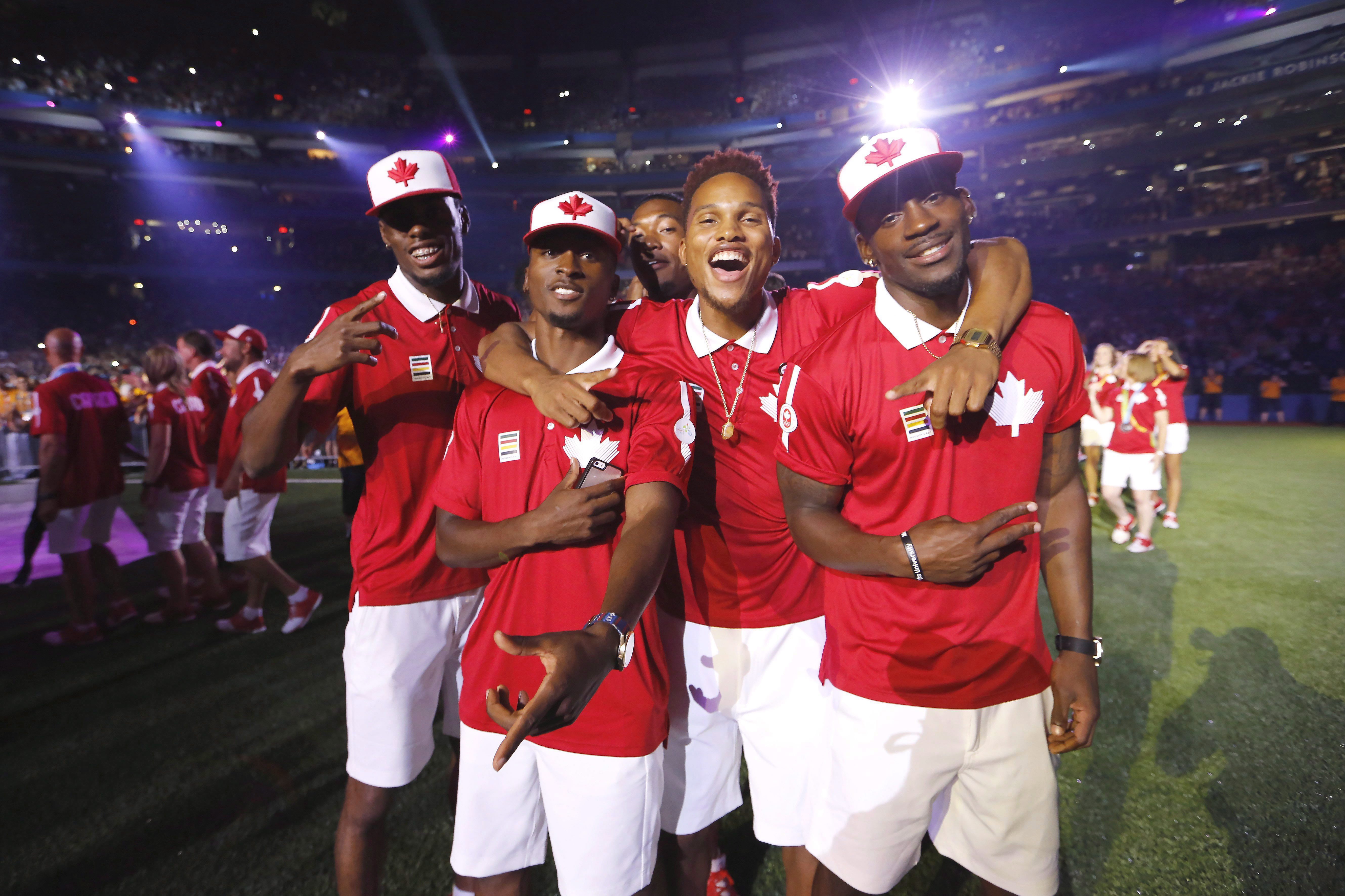 Canadian athletes enter the field during the closing ceremony at the Toronto 2015 Pan Am Games