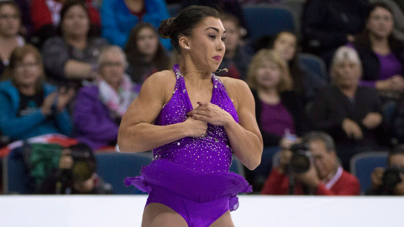 Gabrielle Daleman performs a jump during her short program at Skate Canada International on October 30, 2015 in Lethbridge, Alberta.