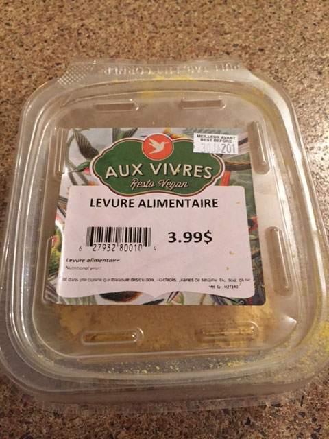 Nutritional yeast, high in vitamin B12, to be sprinkled on vegetables