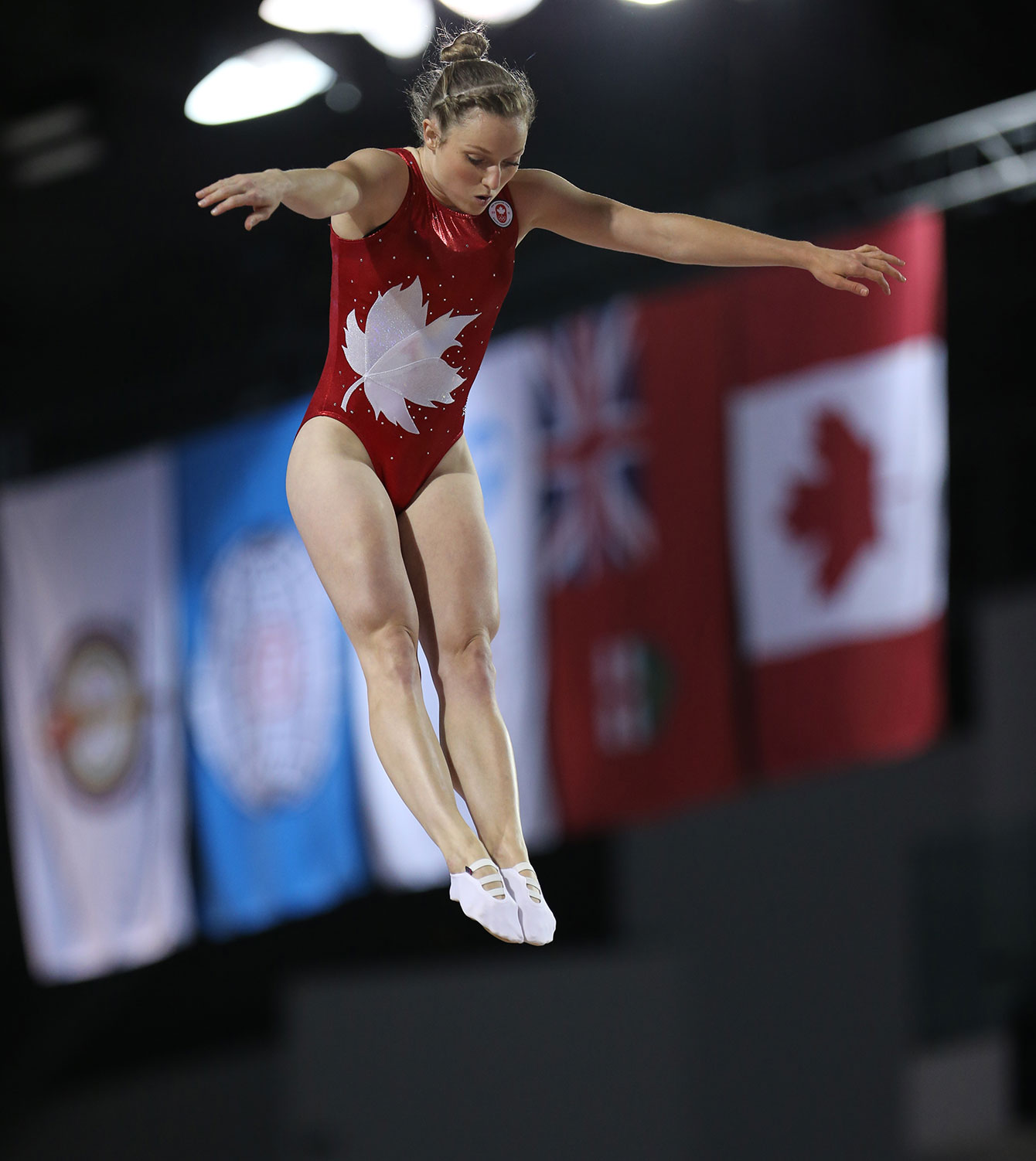 Rosie MacLennan competes in the trampoline at the Toronto 2015 Pan American Games.