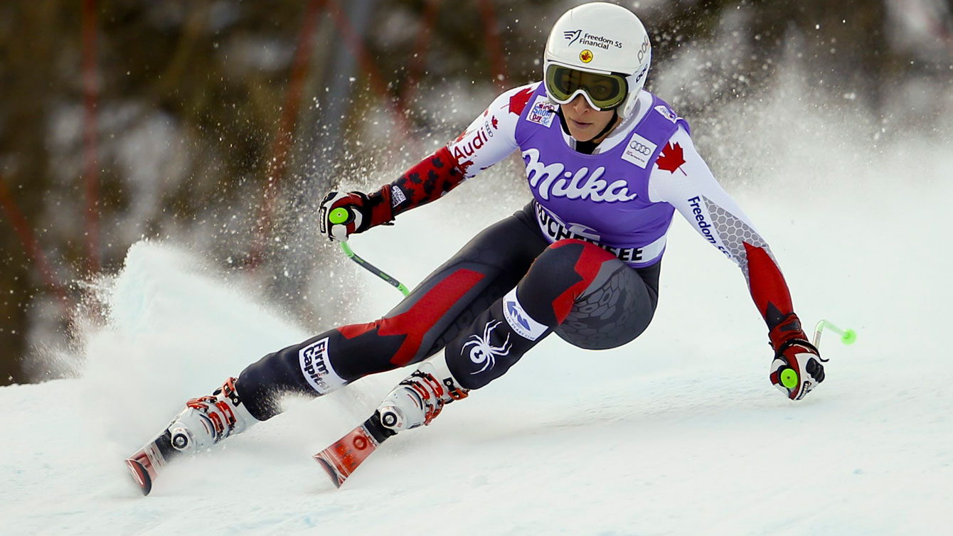 Larisa Yurkiw during the World Cup downhill race in Altenmarkt, Austria on January 9, 2016. 