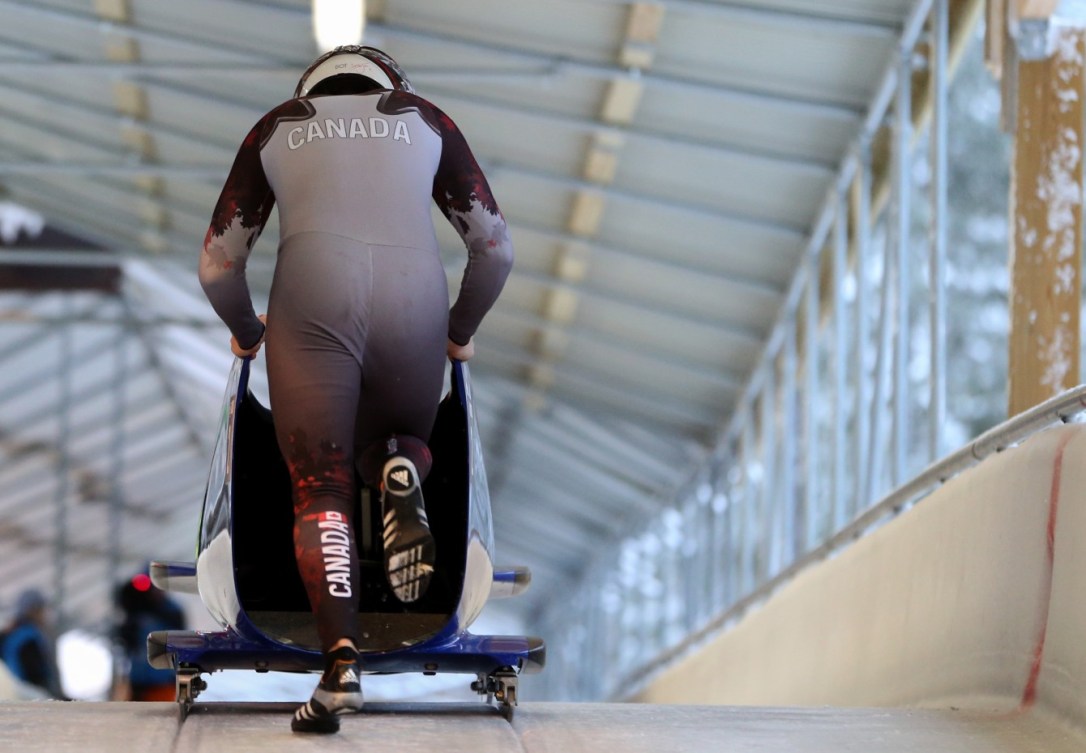 Parker Reid CAN competes in the Mens Monobob competition at the Lillehammer Olympic Sliding Centre during the Winter Youth Olympic Games, Lillehammer, Norway, 20 February 2016. Photo: Jed Leicester for YIS/IOC Handout image supplied by YIS/IOC