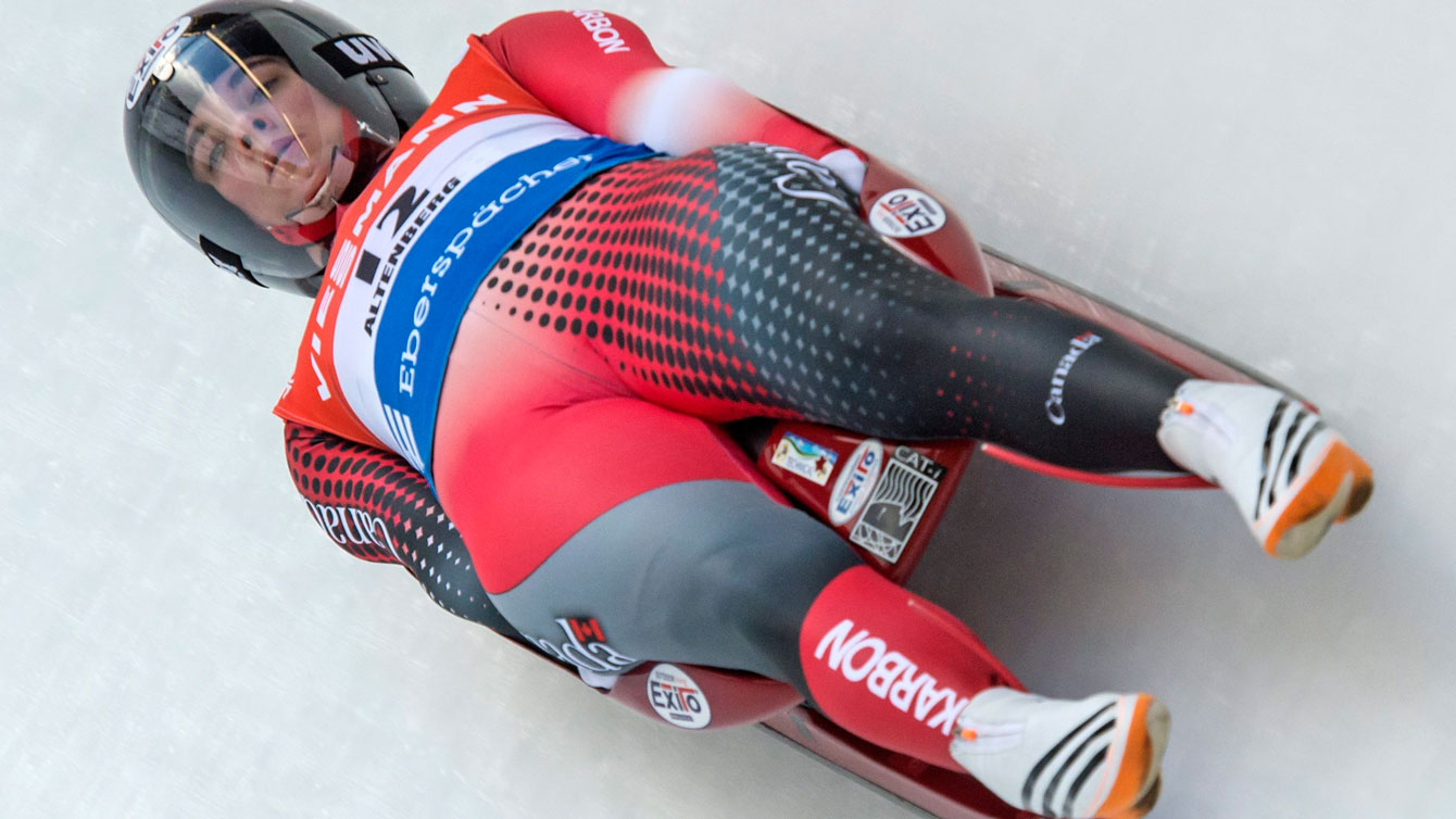 Kimberley McRae in women's luge at a World Cup in Altenberg, Germany on February 14, 2016. 
