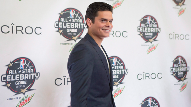 Milos Raonic Milos Raonic arrives at the NBA All-Star celebrity game on February 12, 2016 in Toronto.