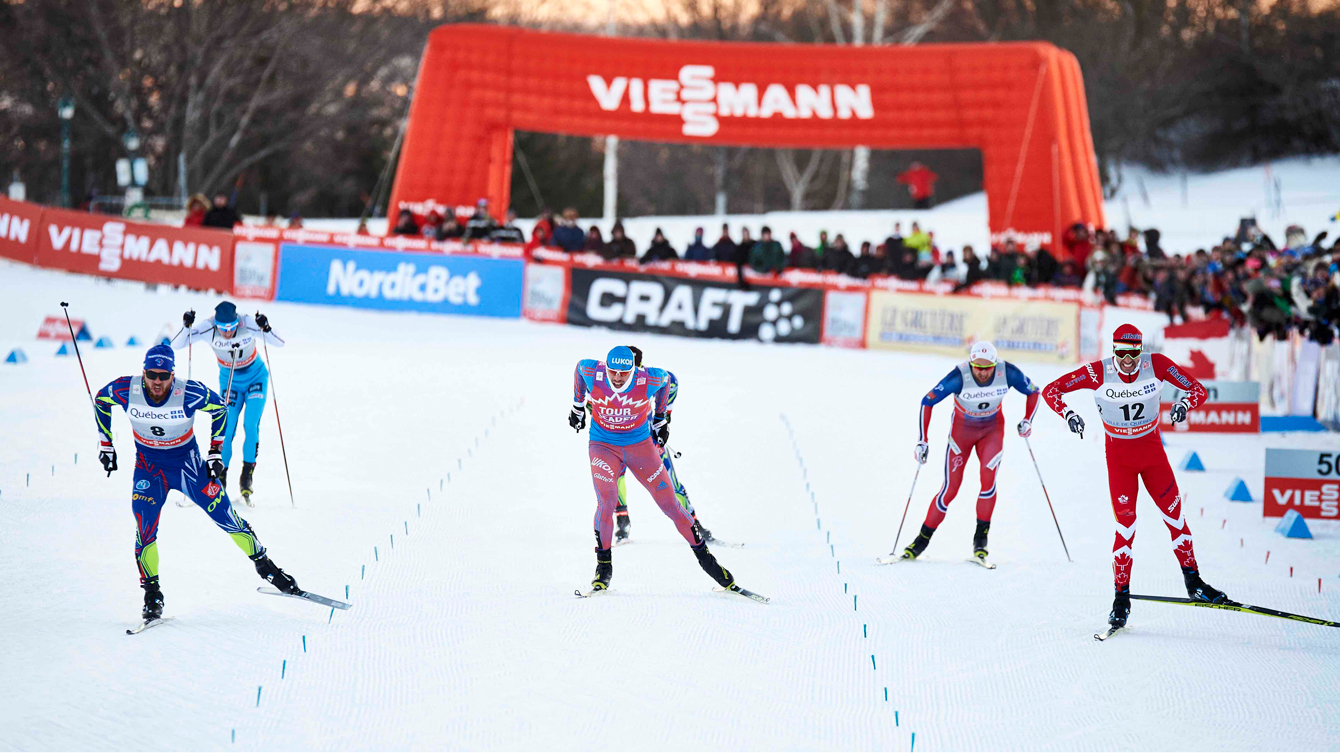 Harvey racing to a World Cup silver in men's sprint in Quebec on March 4, 2016. (Photo Credits: NordicFocus/Felgenhauer)