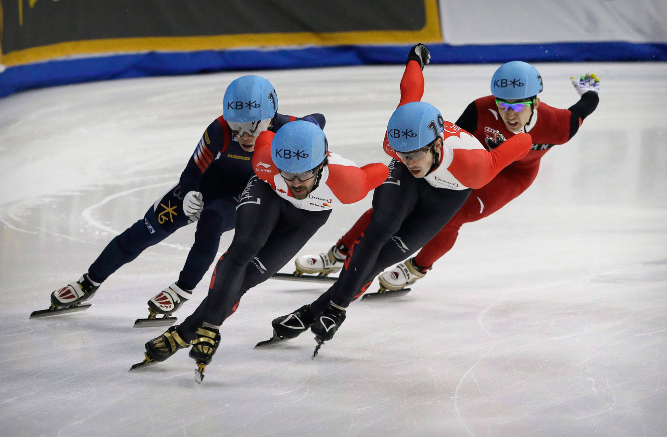 Charles Hamelin during a race