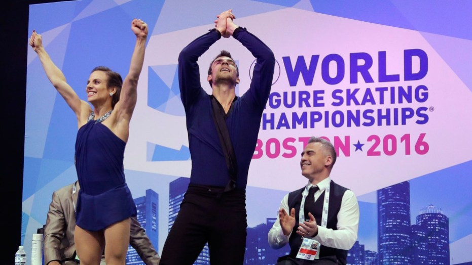 Meagan Duhamel, Eric Radford Meagan Duhamel and Eric Radford celebrate in the kiss and cry