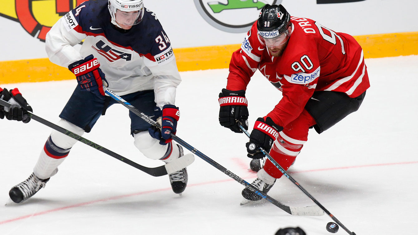 Ryan Reilly at the Hockey World Championships in Petersburg, Russia on May 6, 2016. (AP Photo/Dmitri Lovetsky)