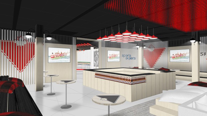 Rio 2016: Canada Olympic House rendering of Canadian Tire/Sport Chek | Molson Canadian Bar in the Celebration Lounge.