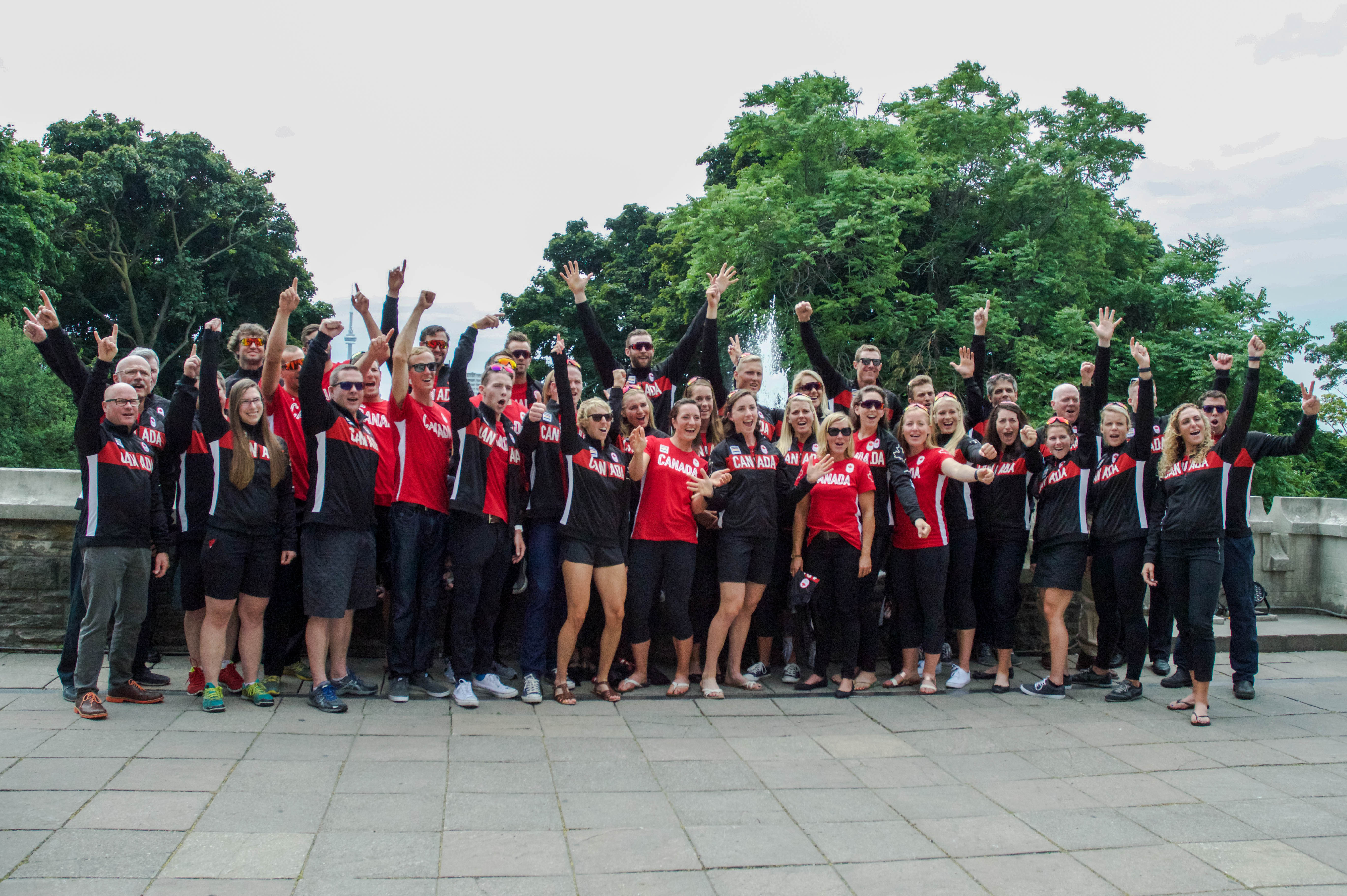 Canada's Olympic rowing team poses for a photo on June 28, 2016 at Toronto's Casa Loma. Photo: Tavia Bakowski