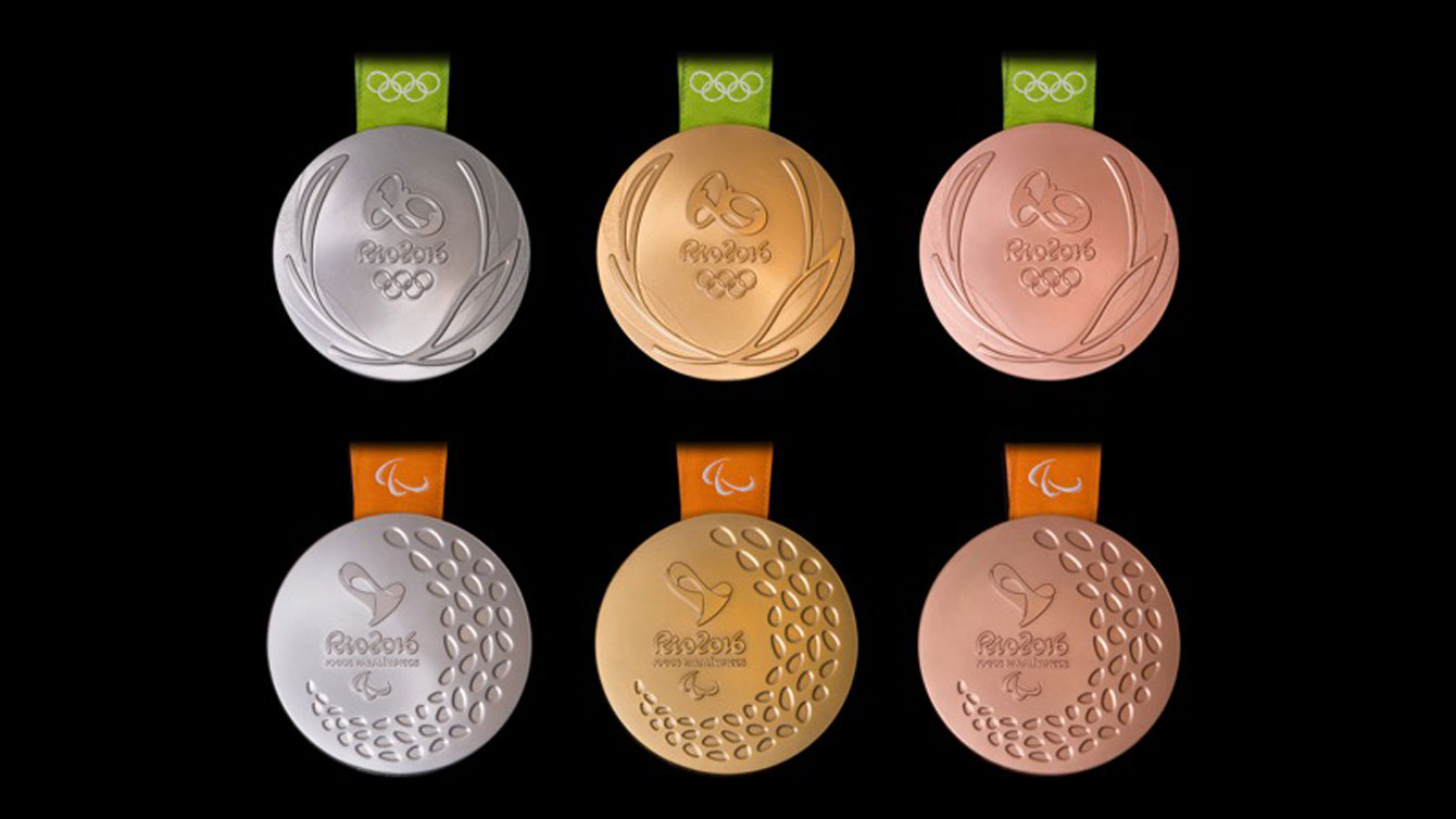 Olympic medals (top) and Paralympic medals