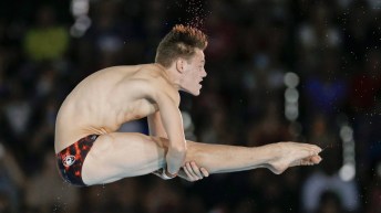Vincent Riendeau competing in diving