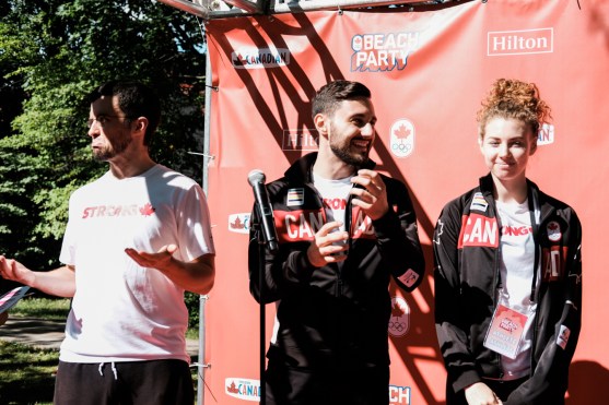 Maxime Brinck -Croteau, Joseph Polossifakis and Eleanor Harvey on the red carpet