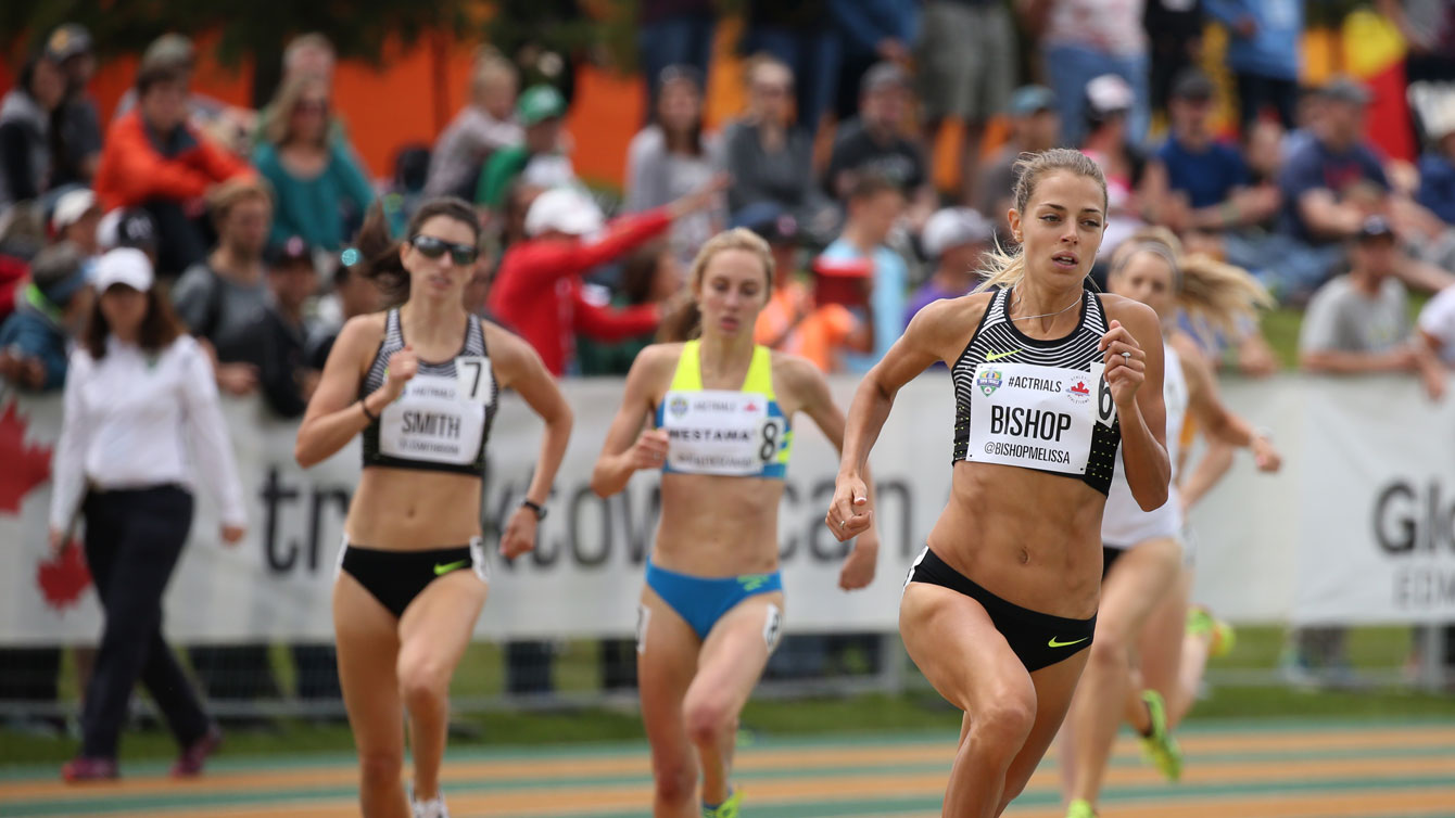 Melissa Bishop runs in the 800m final at Olympic trials on July 10, 2016. 