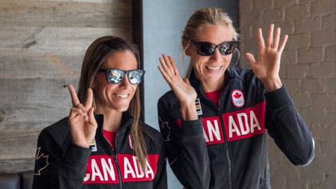 Jamie Broder, Kristina Valjas Jamie Broder (left) and Kristina Valjas at the Rio 2016 beach volleyball nomination announcement on July 20, 2016.