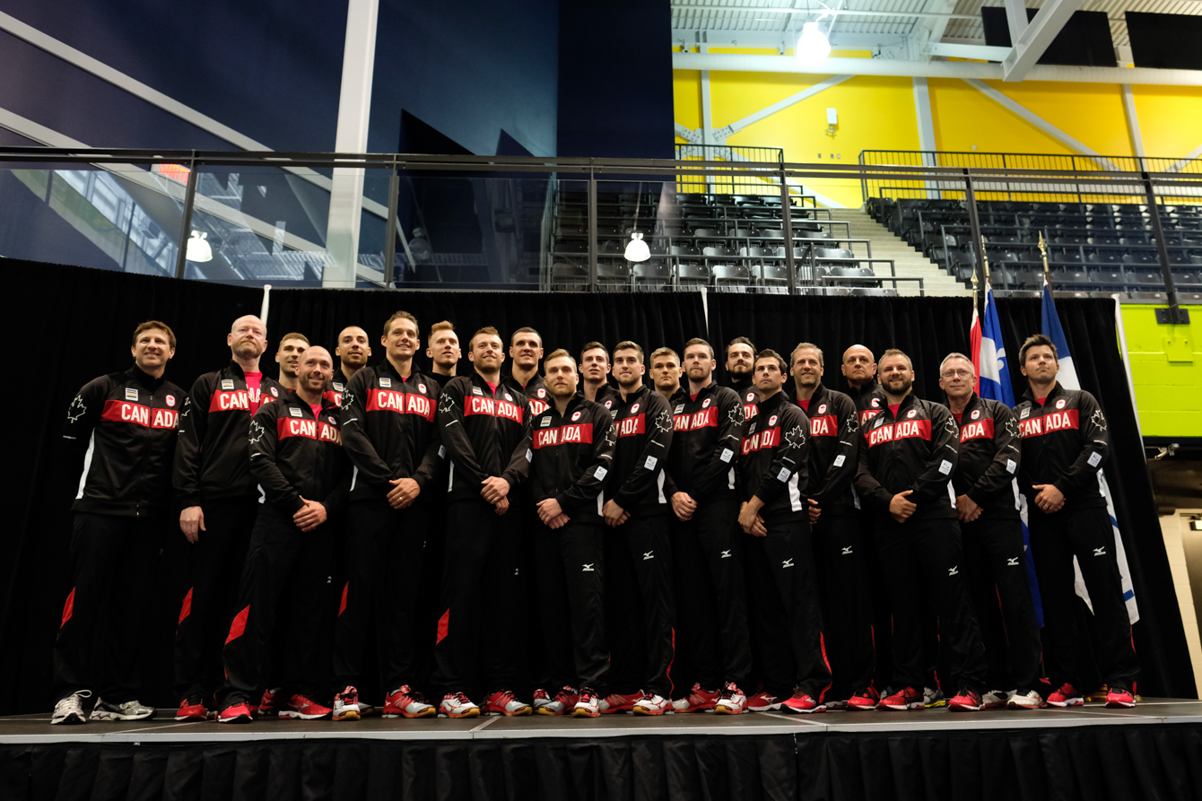 The Canadian Men's Volleyball team and staff on July 22, 2016. (Thomas Skrlj/COC)