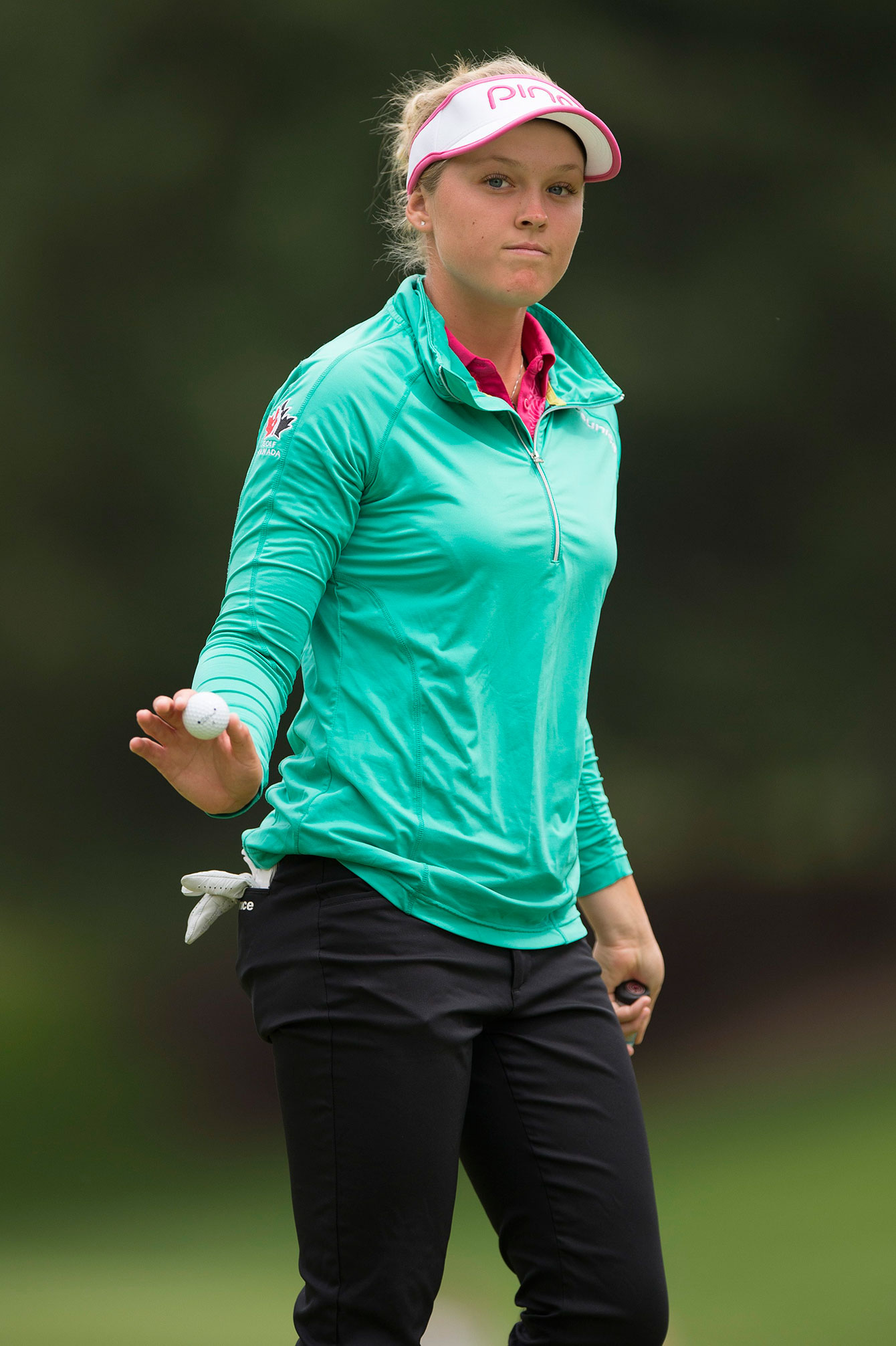 Brooke Henderson after making par on the first hole at the Portland Classic on July 3, 2016. 