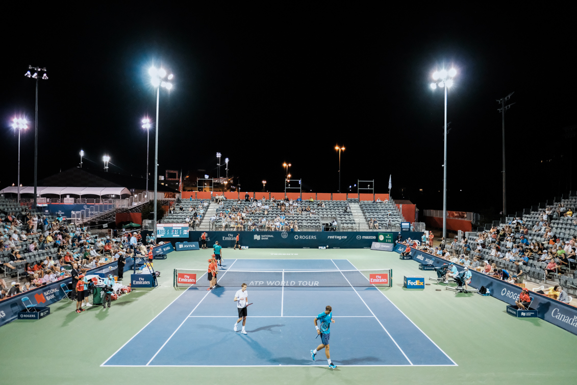 Canada’s Vasek Pospisil and Daniel Nestor play doubles at the Rogers Cup in Toronto on July 28, 2016. (Thomas Skrlj/COC)