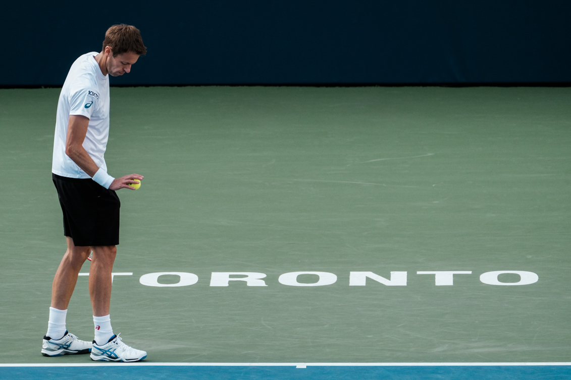 Canada’s Daniel Nestor in semifinals doubles action at the Rogers Cup in Toronto on July 30, 2016. (Thomas Skrlj/COC)