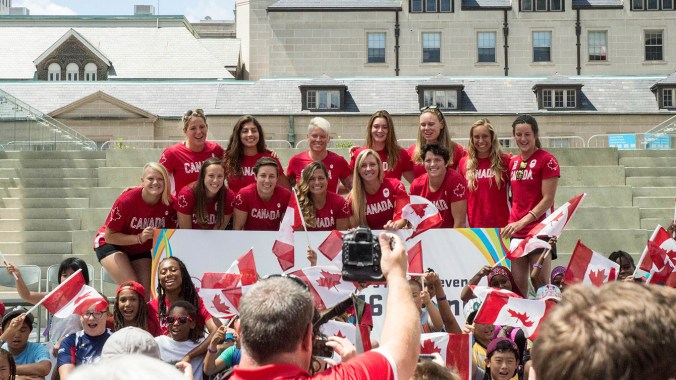 Rio 2016 Rugby Team for Canada during the send-off at Nathan Phillips Square on July 26, 2016. (Tavia Bakowski/COC)
