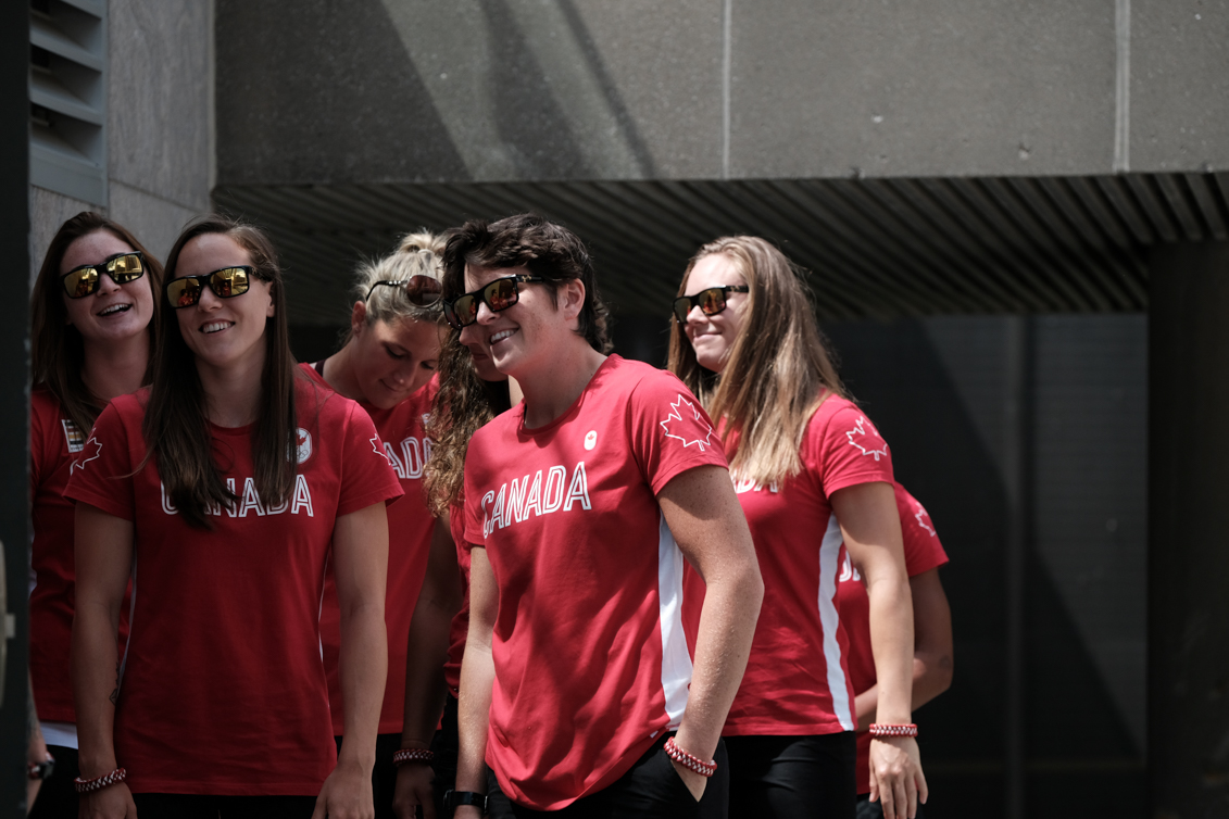 Canada's Rio 2016 Women's Rugby Sevens send-off at Toronto Nathan Phillips Square on July 26, 2016