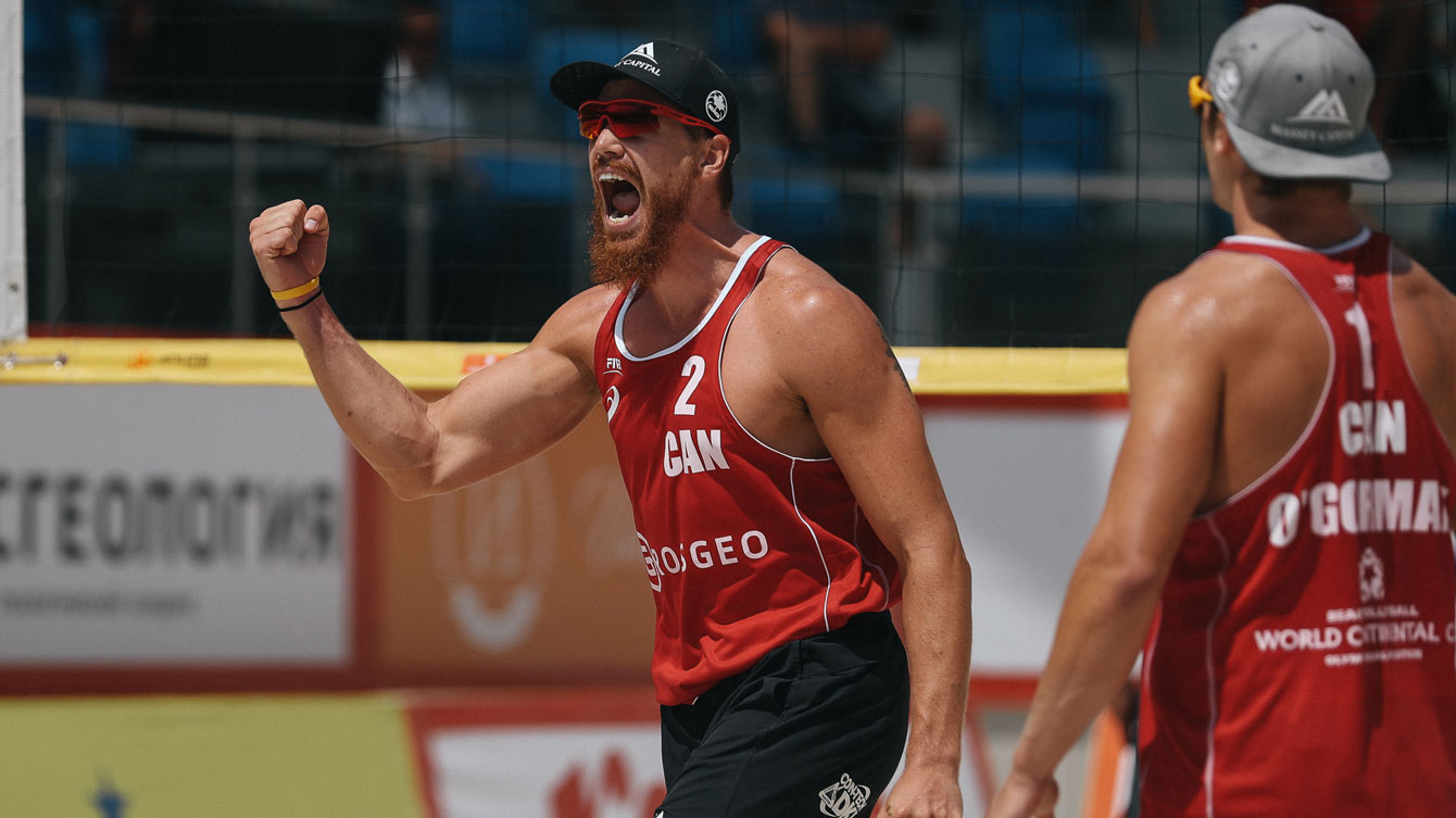 Sam Pedlow, Grant O'Gorman celebrate the victory in the golden set / Photo via FIVB