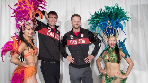 Ben Saxton, Chaim Schalk Ben Saxton (left) and Chaim Schalk at the Rio 2016 beach volleyball nomination announcement on July 20, 2016.