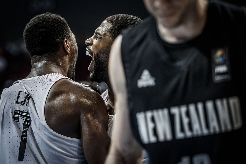Tristan Thompson shouts during the Olympic qualifying game against New Zealand on July 9, 2016 (Photo: FIBA). 