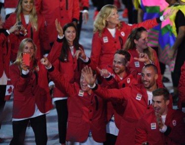 OLY Opening Ceremonies 20160805 Canadian athletes take part in the opening ceremonies at the 2016 Olympic Games in Rio de Janeiro, Brazil on Friday, Aug. 5, 2016. THE CANADIAN PRESS/Sean Kilpatrick