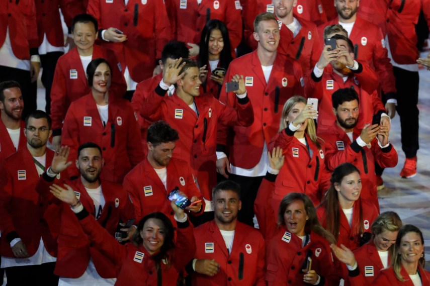 Rio Olympics Opening Ceremony Team Canada marches in the arena during the opening ceremony for the 2016 Summer Olympics in Rio de Janeiro, Brazil, Friday, Aug. 5, 2016. (AP Photo/Patrick Semansky)