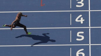 Damian Warner wins his heat in the 100 meter run in the decathlon during the athletics competitions of the 2016 Summer Olympics at the Olympic stadium in Rio de Janeiro, Brazil, Wednesday, Aug. 17, 2016. (AP Photo/Morry Gash)