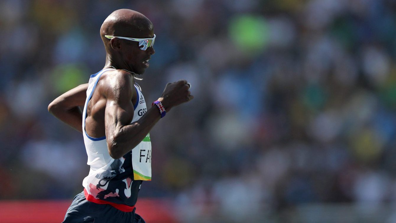 Britain's Mo Farah competes in a men's 5000-meter heat during the athletics competitions of the 2016 Summer Olympics at the Olympic stadium in Rio de Janeiro, Brazil, Wednesday, Aug. 17, 2016. (AP Photo/Lee Jin-man)