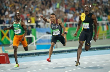 Rio 2016: Andre De Grasse 100m final bronze Andre De Grasse, Usain Bolt, Rio 2016, 100m, final, bronze, Olympics, Canada