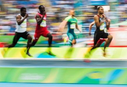Rio 2016: Andre De Grasse Canada's Andre De Grasse races in his 200m heat at the Olympic games in Rio de Janeiro, Brazil, Tuesday August 16, 2016. COC Photo/Mark Blinch