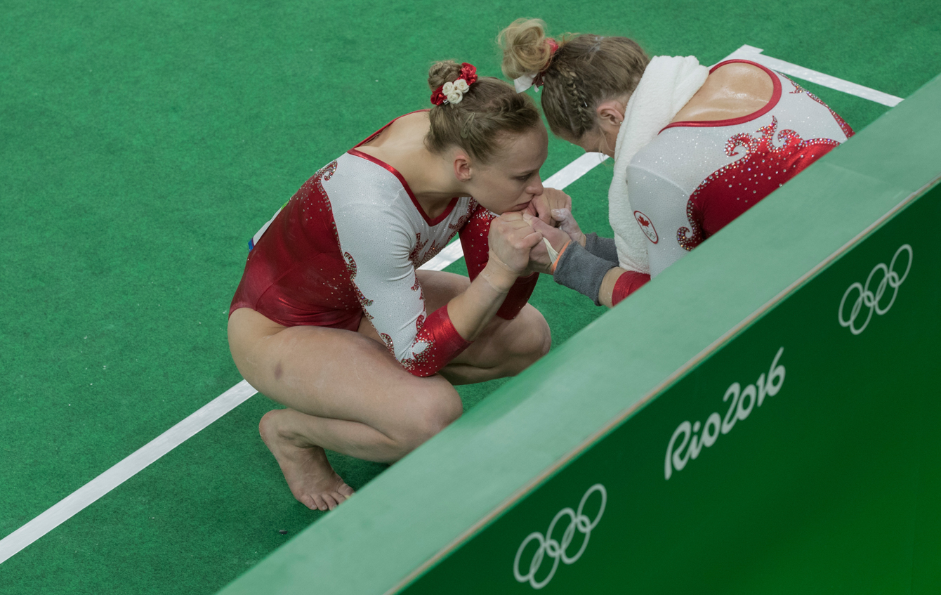 Canada's artistic gymnastics women's qualification at the 2016 Summer Olympics in Rio de Janeiro, Brazil, Sunday, Aug. 7, 2016.