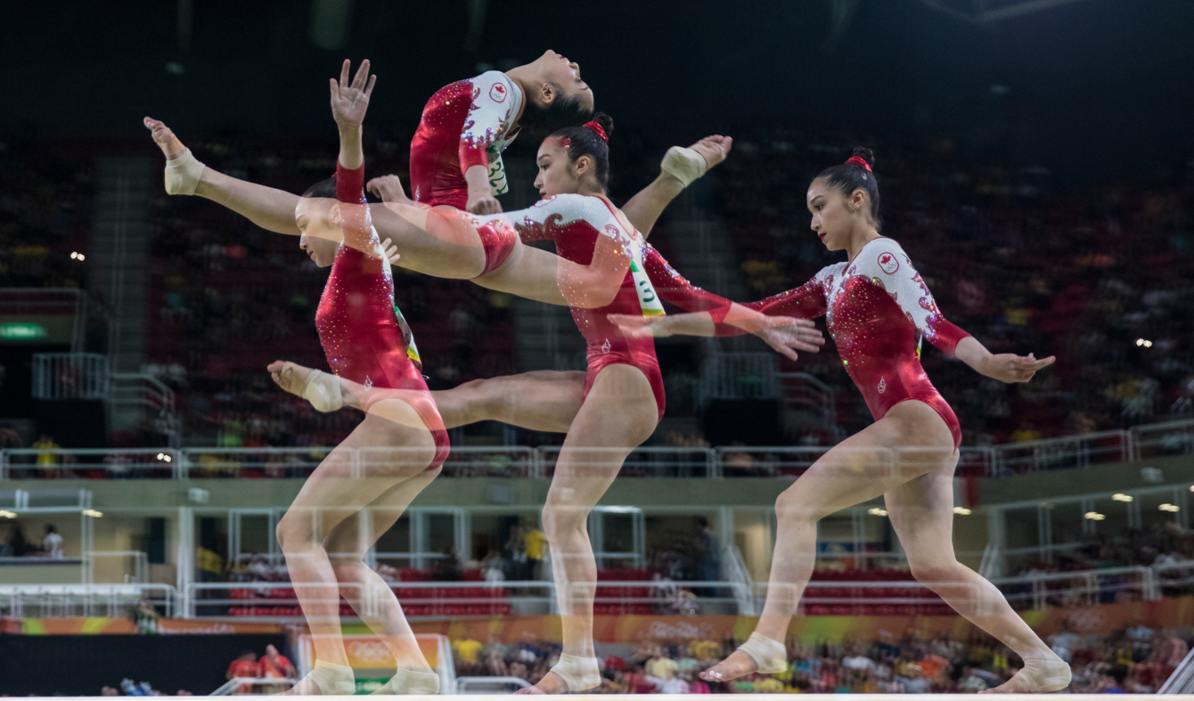 Rose Woo during the artistic gymnastics women's qualification at the 2016 Summer Olympics in Rio de Janeiro, Brazil, Sunday, Aug. 7, 2016.
