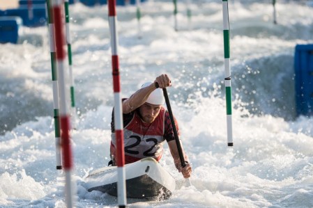 Cam Smedley during a pactice run at the Whitewater Stadium