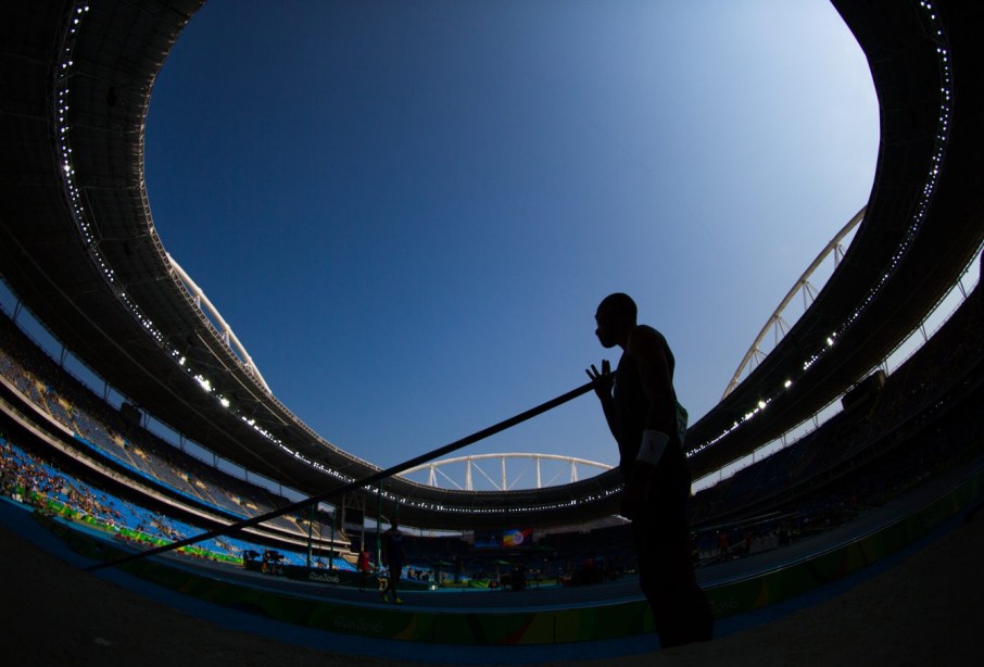 Canada's Damian Warner looks on before competing in the pole vault in the men's decathlon at the Olympic games in Rio de Janeiro, Brazil, Thursday August 18, 2016. COC Photo/Mark Blinch