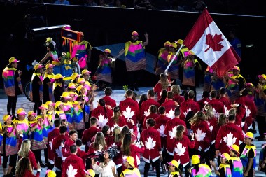 DEJ_20160105_00410 Team Canada enters the Maracana Stadium during the opening ceremonies of the olympic games in Rio de Janeiro, Brazil, Friday August 5, 2016. COC Photo/David Jackson