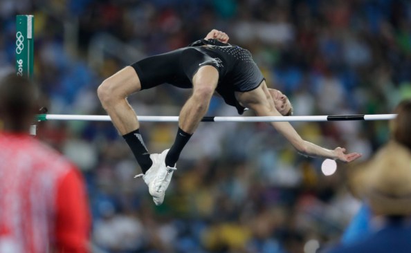 Derek Drouin during high jump