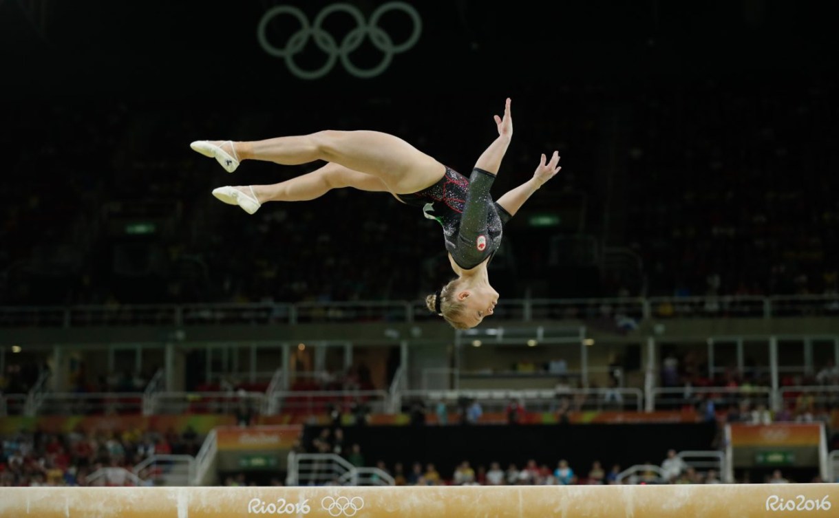 Ellie Black competes on beam at Rio 2016