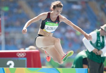 Genevieve Lalonde competes in the 3000m steeplechase finals
