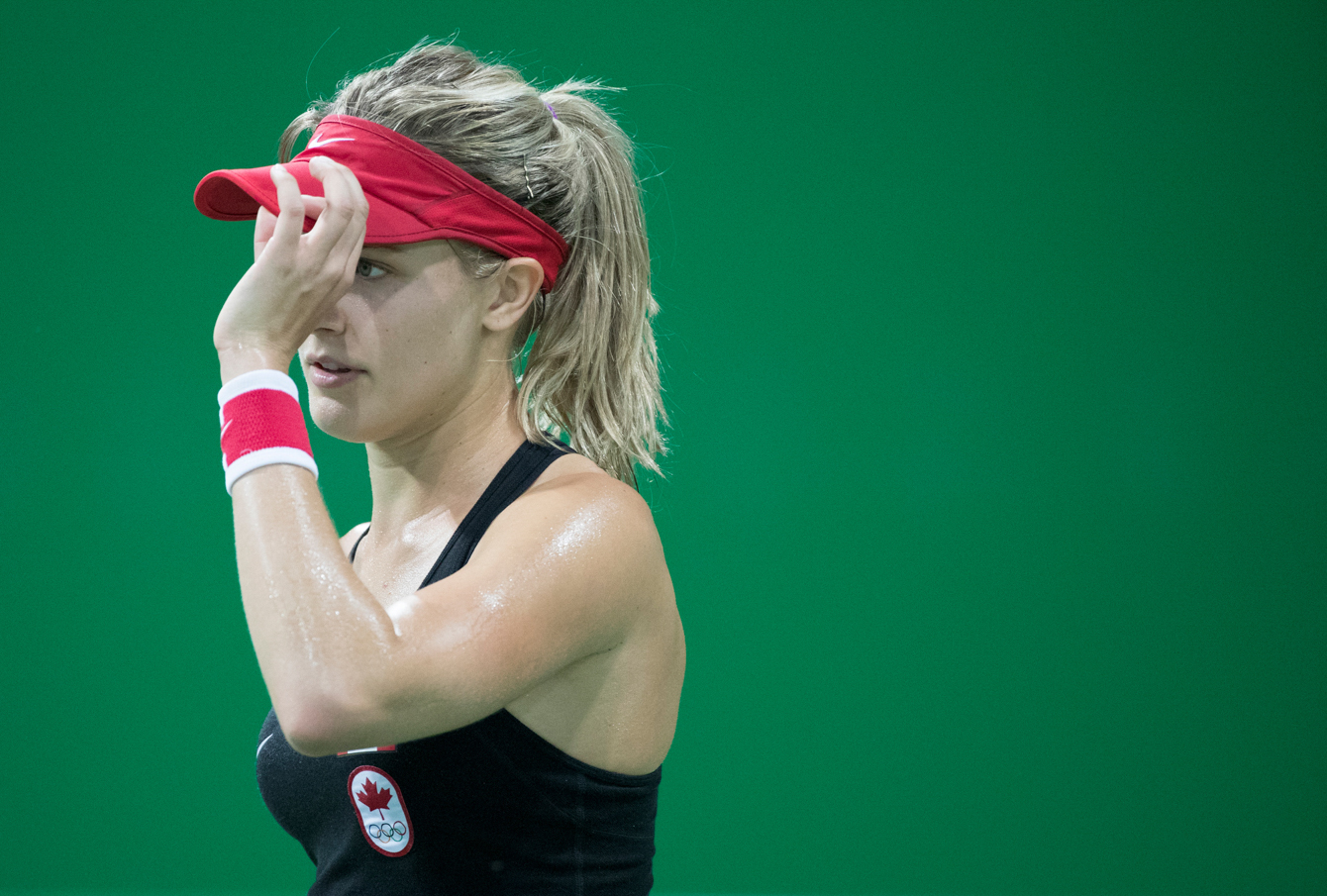 Canada's Eugenie Bouchard takes on Sloane Stephens of the U.S. at the Olympic games in Rio de Janeiro, Brazil, Saturday, August 6, 2016. COC Photo by Jason Ransom