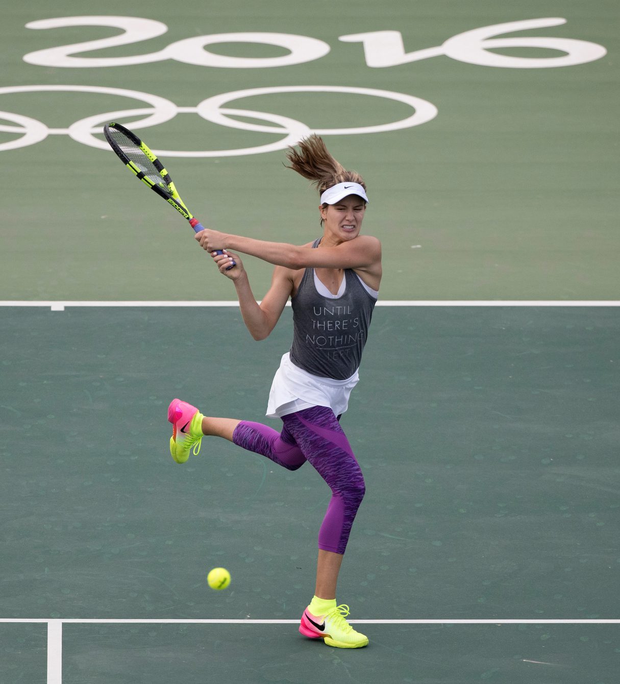 Canadian tennis player Eugenie Bouchard practices prior to the start of the Olympic Games in Rio de Janeiro, Brazil, Wednesday, August 3, 2016. COC Photo by Jason Ransom