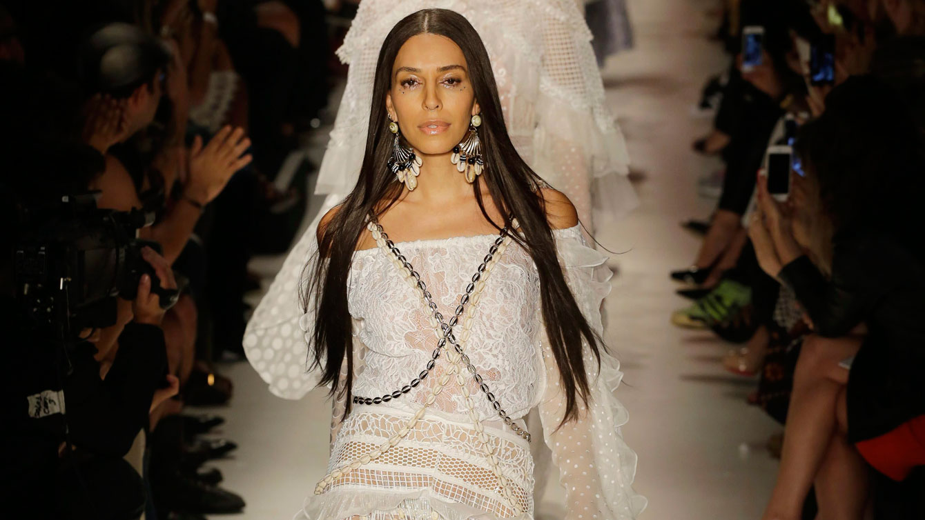 Brazilian transsexual model Lea T. during Sao Paulo Fashion Week in Sao Paulo, Brazil, April 16, 2015. (AP Photo/Nelson Antoine)