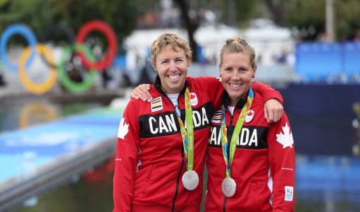 Team Canada's Patricia Obee and Lindsay Jennerich win silver during the women's double sculls final at Lagoa Rowing Stadium, Rio de Janeiro, Brazil, Friday August 12, 2016. COC Photo/David Jackson
