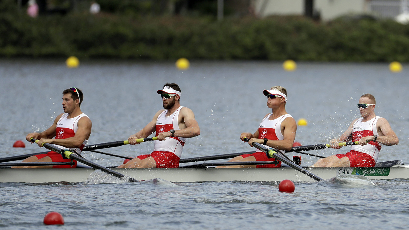 Conlin McCabe, Kai Langerfeld, Tim Schrijver and Will Crothers compete in Men's four at Rio 2016.