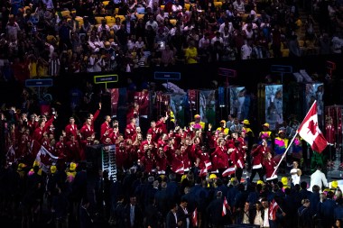 OpeningCeremonies_DavidJacksonPhoto-1 Team Canada enters the Maracana Stadium during the opening ceremonies of the olympic games in Rio de Janeiro, Brazil, Friday August 5, 2016. COC Photo/David Jackson