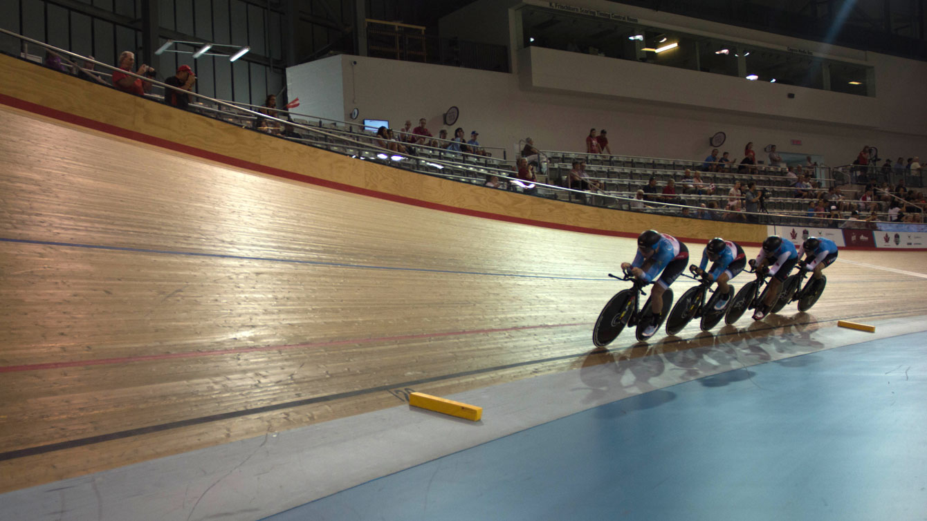 Women's Team Pursuit training at the Milton velodrome on July 29, 2016.