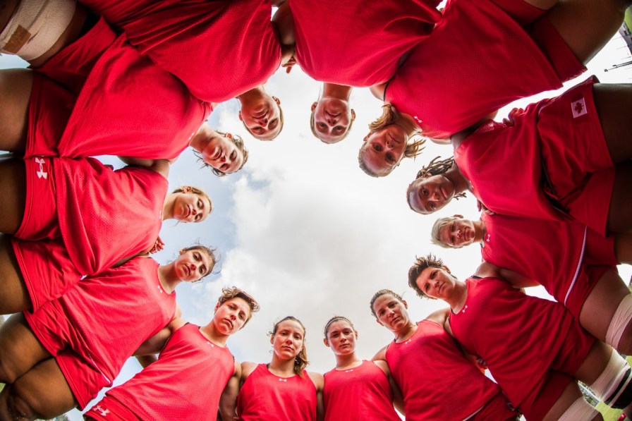 Team Canada women's rugby team poses for a picture ahead of the Olympic games in Rio de Janeiro, Brazil, Tuesday August 2, 2016. COC Photo/Mark Blinch